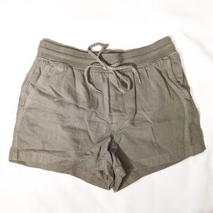 Hand dyed green/gray mom shorts